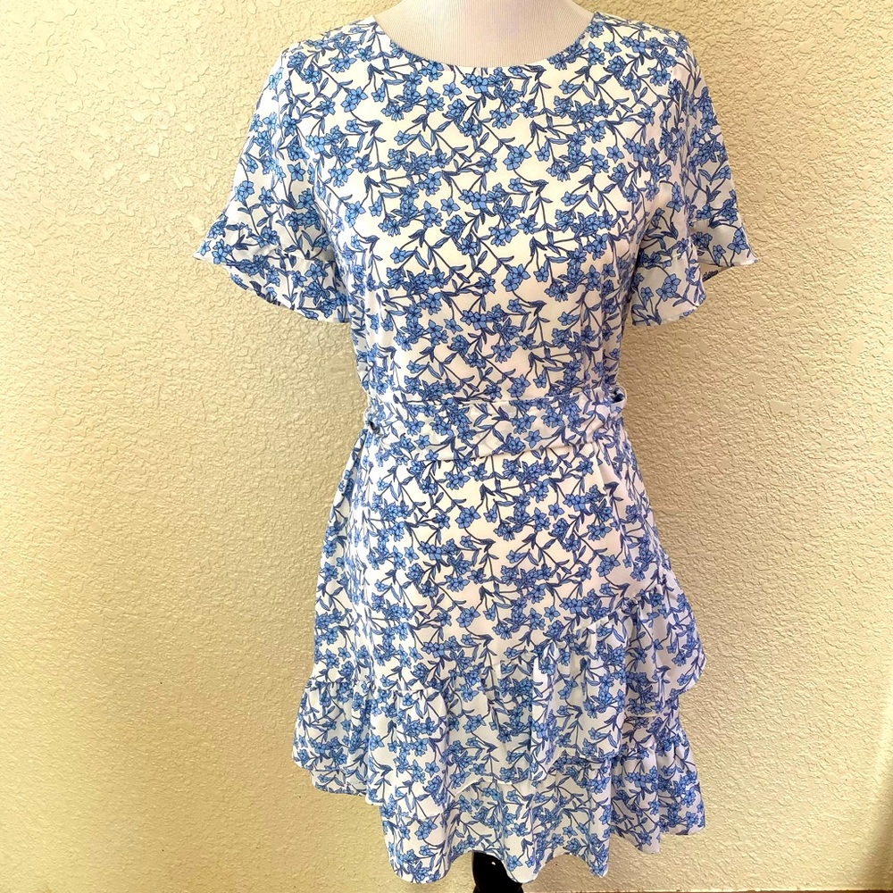 Banana Republic White and Blue Floral Mini Dress